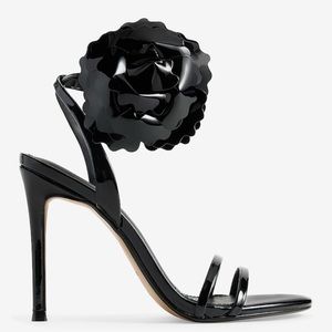 Flower Double Strap High Heeled Sandals